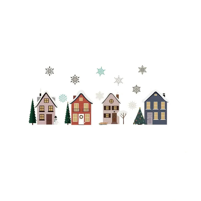 Christmas Houses Window Stickers | Removable Self-Adhesive Xmas Decorations for Home