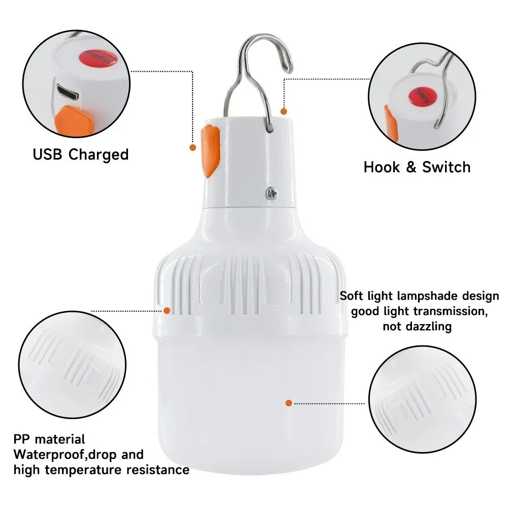 60W/30W USB Rechargeable LED Camping Lantern | Emergency Outdoor Lighting