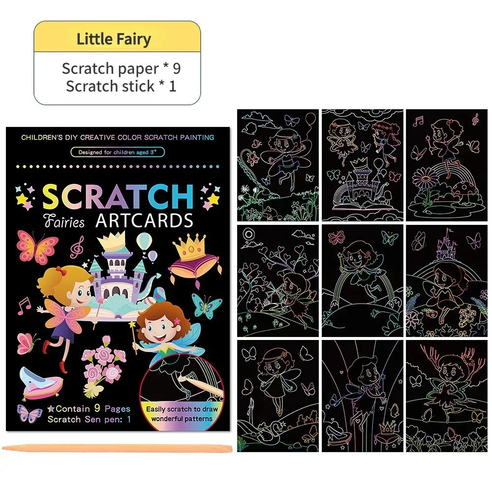 Magic Rainbow Scratch Art Painting Paper Kit | Kids DIY Educational Toy