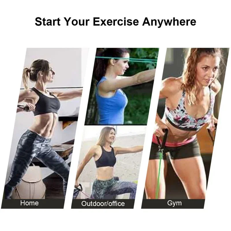 5 Level Resistance Band Set | Elastic Pull Rope with Handles for Home Strength Training