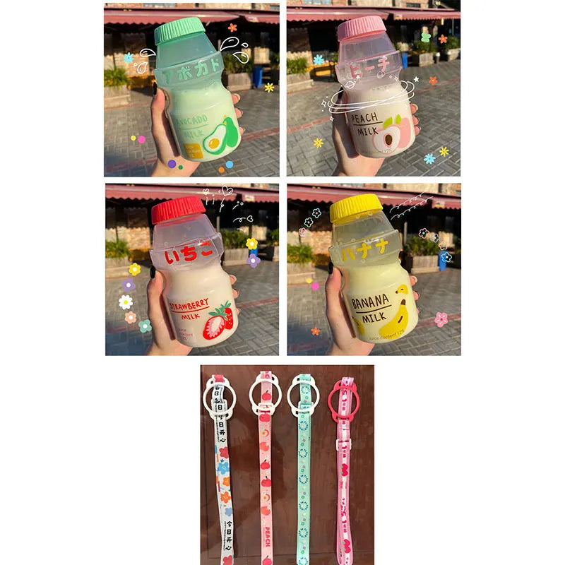 480ml Kawaii Plastic Water Bottle for Girls | Cute Reusable Drinkware