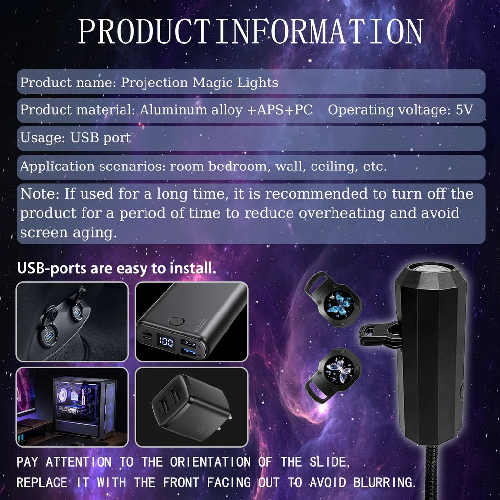 Butterfly Projection Night Light | 5 Pattern 360 Degree Rotating LED Lamp