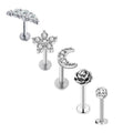 5pcs Mixed Heart Tragus Stud Earring Set | Cartilage Helix Lip Piercing Jewelry