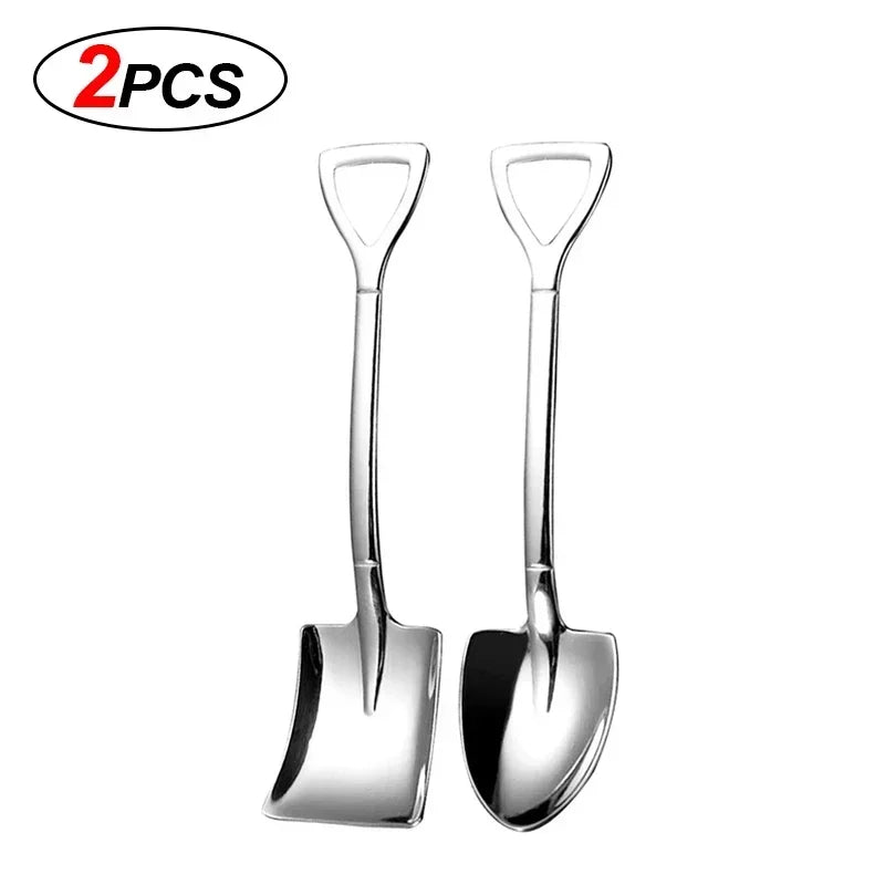Stainless Steel Dessert Spoon Set | Shaped Spade Scoop for Ice Cream and Fruit