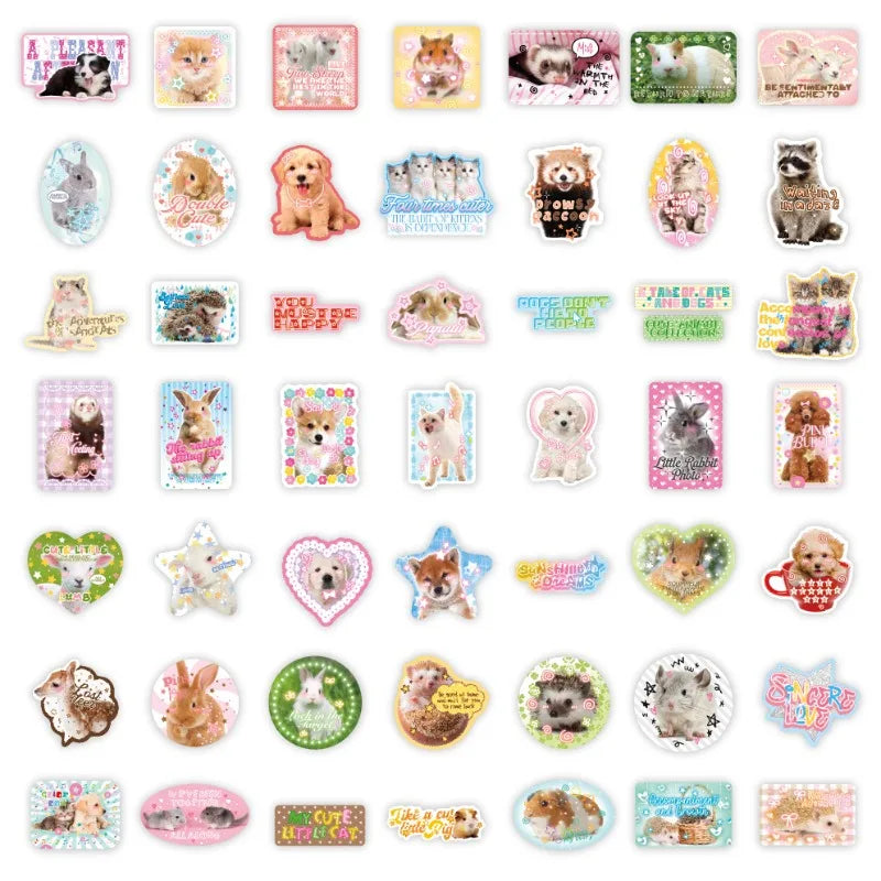 50pcs Cute Real Animal Sticker Set | Kawaii Scrapbook Decals for DIY Decor