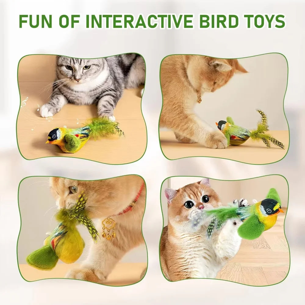 Interactive Cat Toy with Realistic Bird Sound | Plush Chirping Bird Catnip Toy for Cats & Kittens