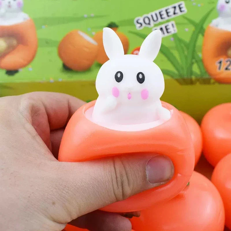 Squishy Carrot Rabbit Squeeze Telescopic Toys | Stress Relief Pinch Music Toy for Kids and Adults