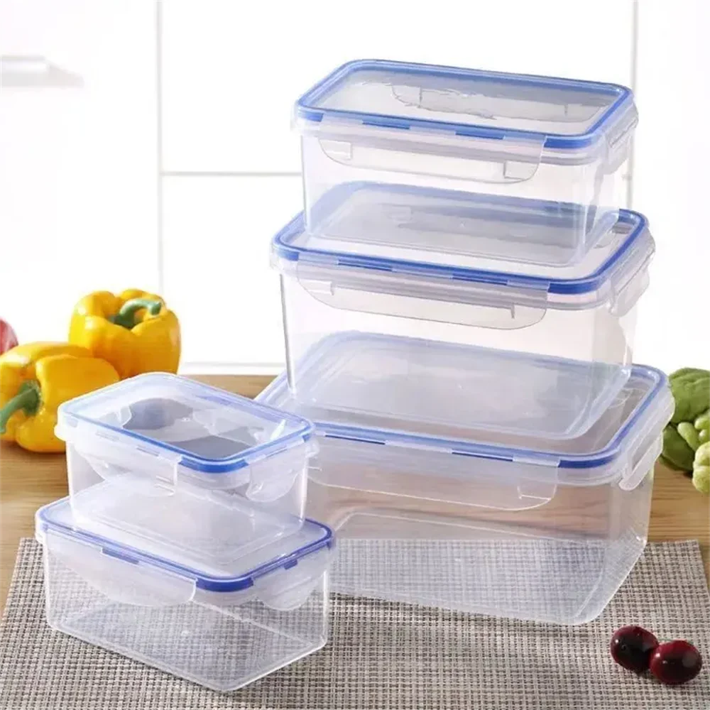 Sealed Storage Box with Lid | Rectangular Plastic Crisper for Kitchen and Refrigerator