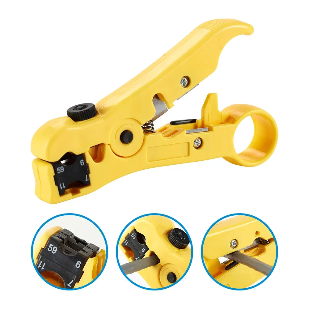 Multi-Functional Coaxial Cable Stripping Pliers | Wire Stripper Tool for UTP/STP RG59 RG6 RG7 RG11