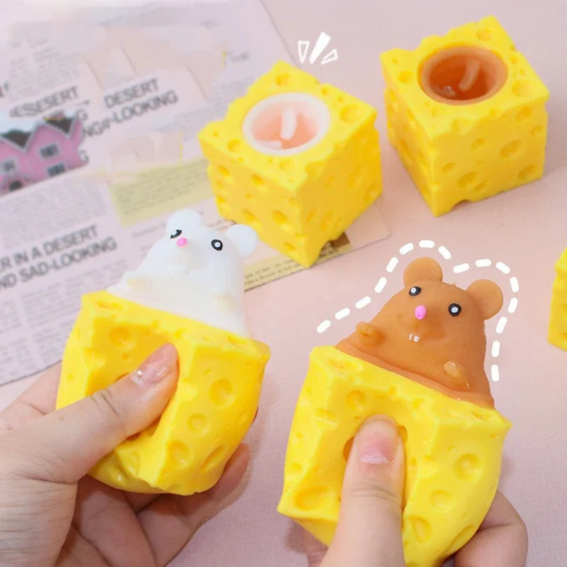 Squeeze Cheese Cup Fidget Toy Set | Mouse Rabbit Frog Stress Relief