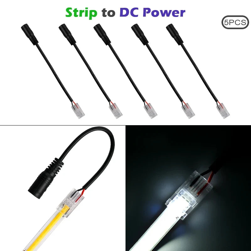LED Strip Connectors and Fixing Clips Kit | 2-Pin COB Corner Connectors for Tape Lights