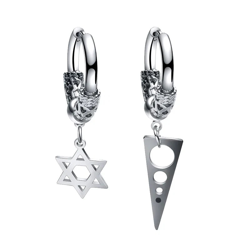 Gothic Stainless Steel Drop Hoop Earrings | Unisex Tassel Chain Jewelry