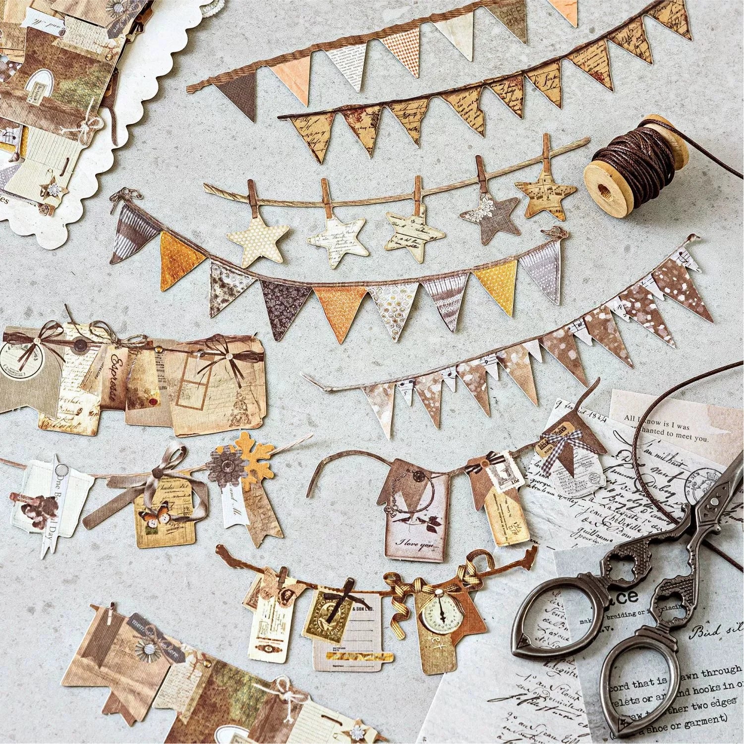10 pcs Vintage Festival Hollow Landscape Scrapbook Stickers | Handmade Collage Journal Pack