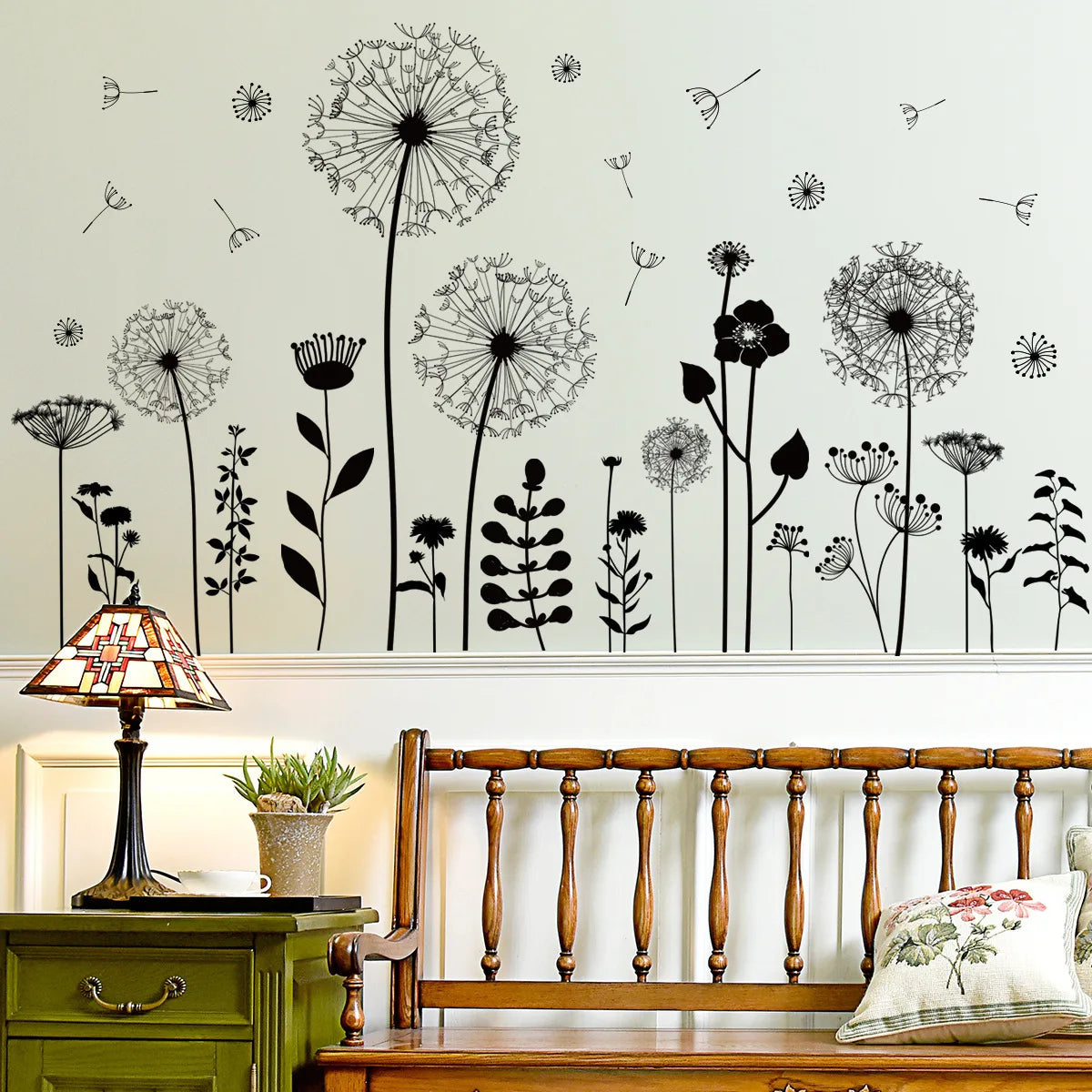 2pcs Dandelion Wall Sticker Set | Self-Adhesive Wall Decor for Bedroom Living Room