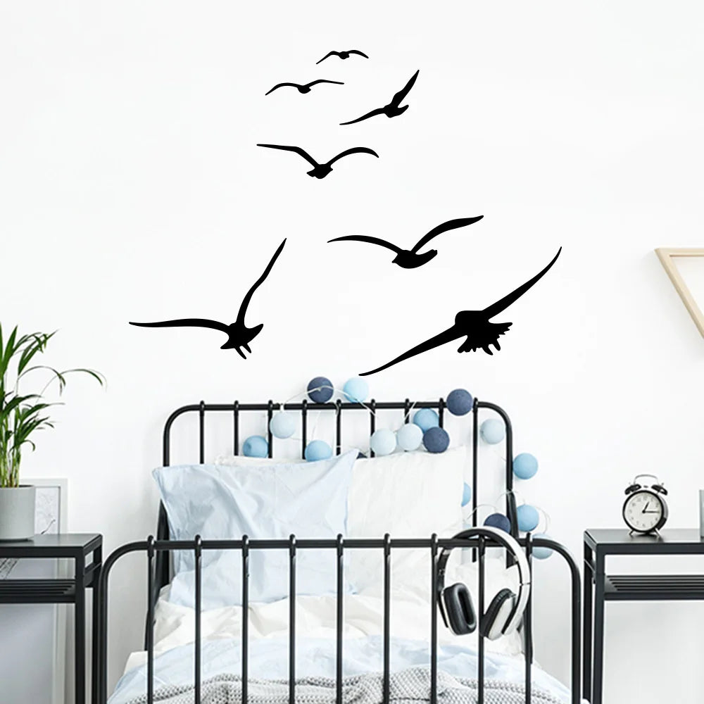 7Pcs Set of Seabirds Animal Wall Sticker Decal | Baby Nursery Playroom Bedroom Sea Ocean Bird Vinyl Bathroom Office