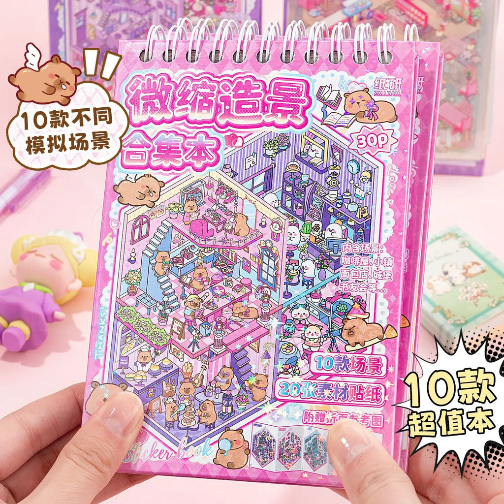 Mr.Paper 30Pcs 3D Miniature Scene Stickers | Layered Diorama Decals for Journaling and Craft