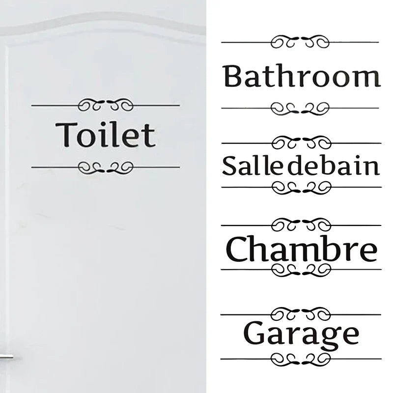 French Bathroom Toilet Sign Vinyl Sticker Decal | WC Entrance Sign Door Decal for France Home