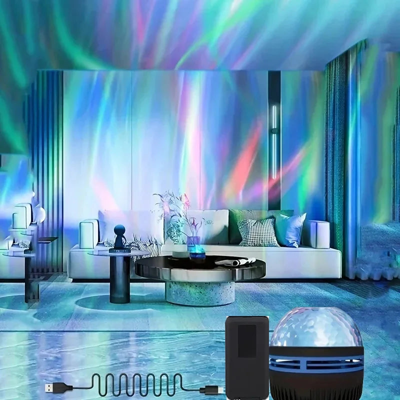 Aurora Borealis Starry Sky Projector | USB Night Light with Remote Control