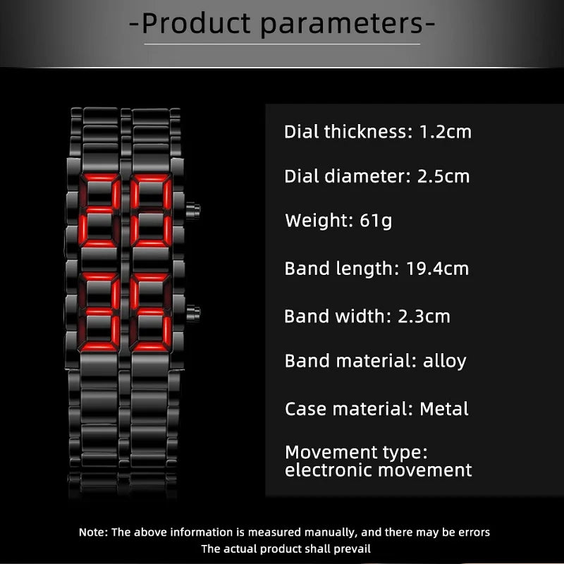 Men's Digital Lava LED Watch | Full Metal Sport Watch with Red Blue Display