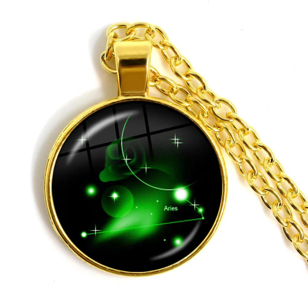 Zodiac Necklace Silver Plated | 12 Constellation Pendant Jewelry