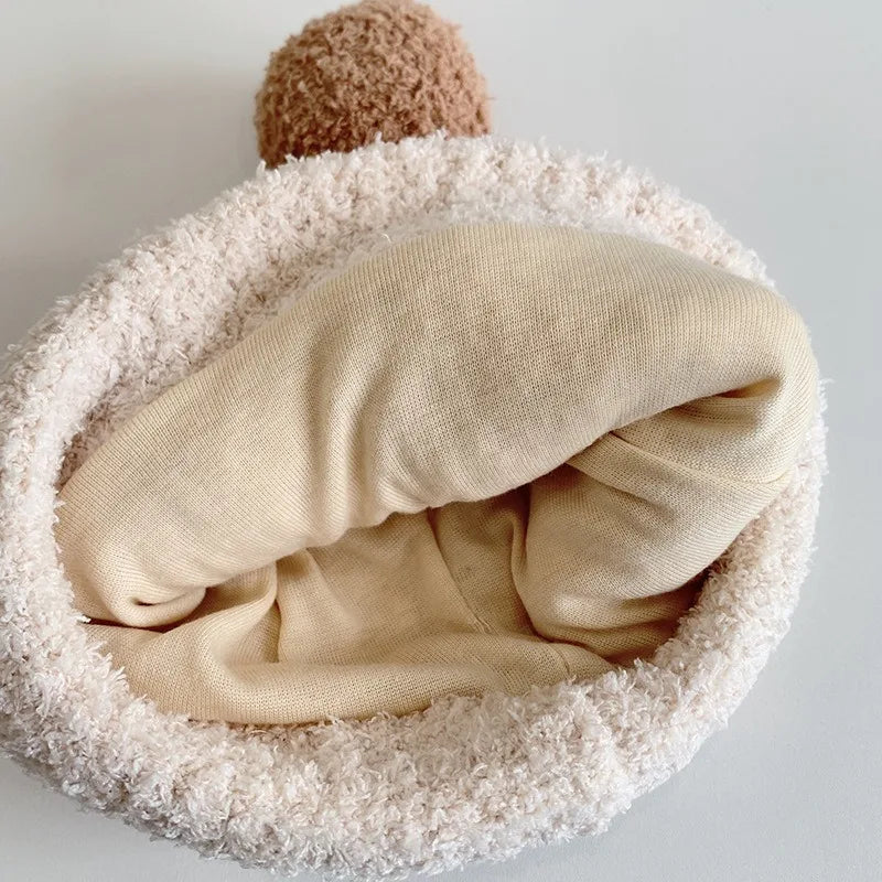 Little Bear Baby Knit Hat | Windproof Winter Cap with Ear Protection for Boys and Girls