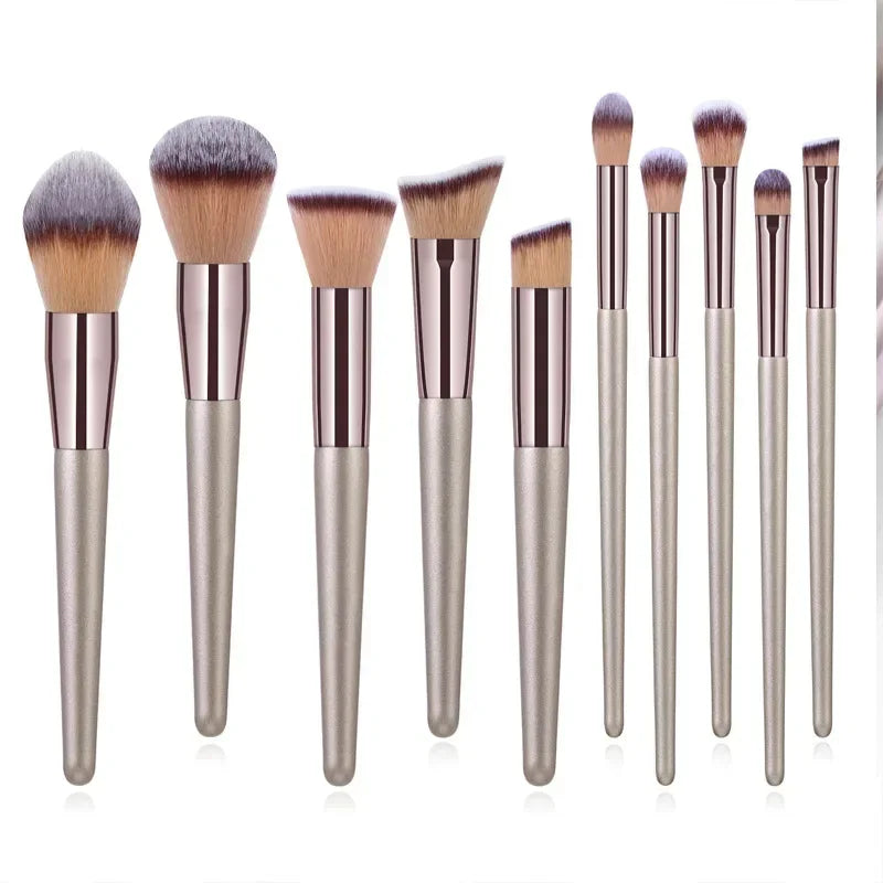 Champagne Makeup Brush Set | Foundation & Powder Flat Head Cosmetic Brush