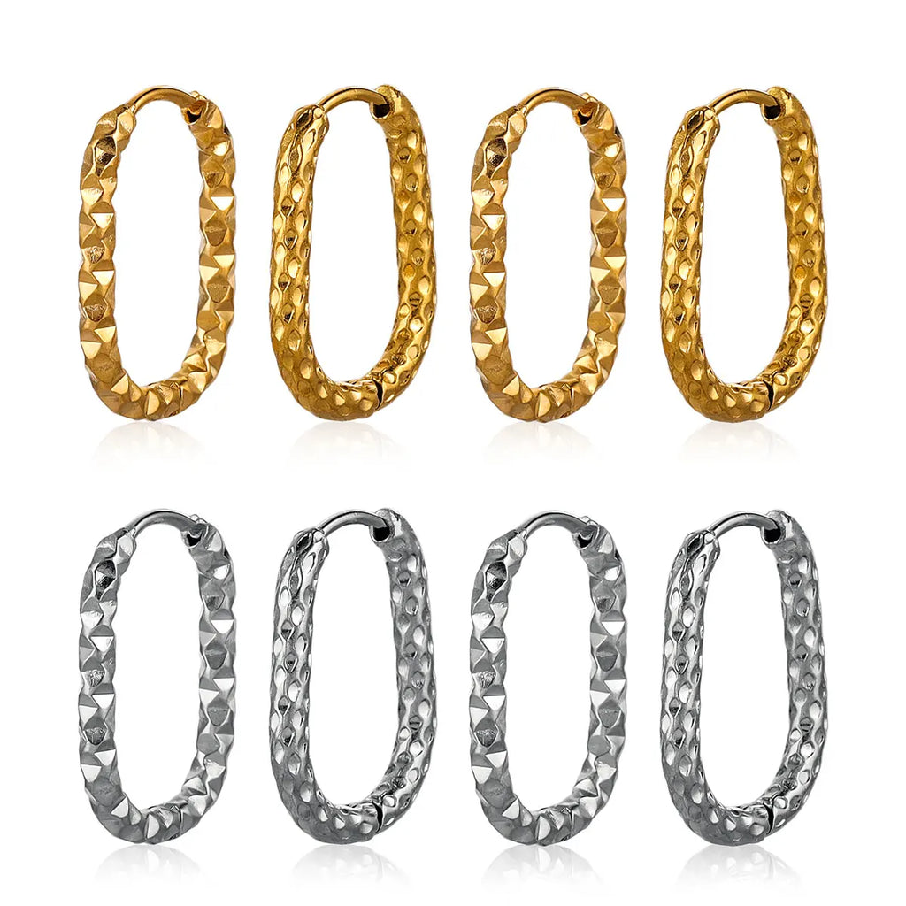 6pcs Stainless Steel Rectangular Textured Earrings | 18K Gold Plated DIY Jewelry Findings