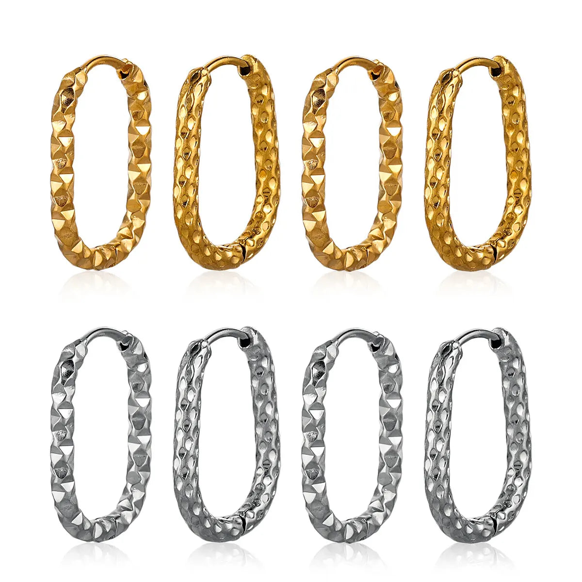 6pcs Stainless Steel Rectangular Textured Earrings | 18K Gold Plated DIY Jewelry Findings