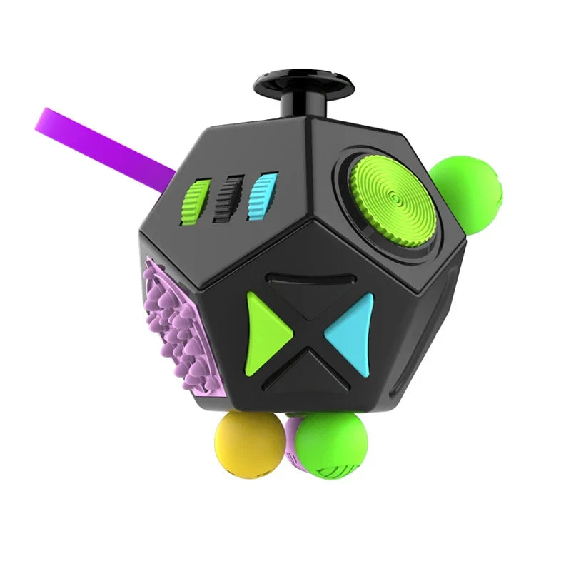 6/12 Sides Rainbow Fidget Cube | Decompression Sensory Toy for Anxiety and ADHD