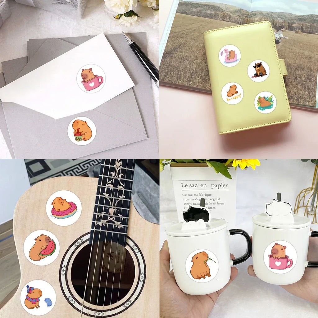 Cute Plump Capybara Cartoon Stickers | 100-500pcs Kawaii Animal Sticker Set for DIY Scrapbooking and Rewards