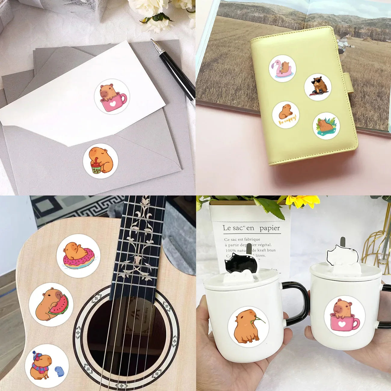 Cute Plump Capybara Cartoon Stickers | 100-500pcs Kawaii Animal Sticker Set for DIY Scrapbooking and Rewards