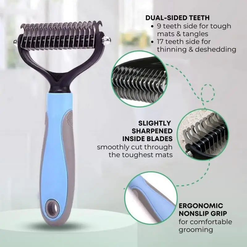 Professional Pet Hair Removal Comb | Shedding Tool for Dogs and Cats