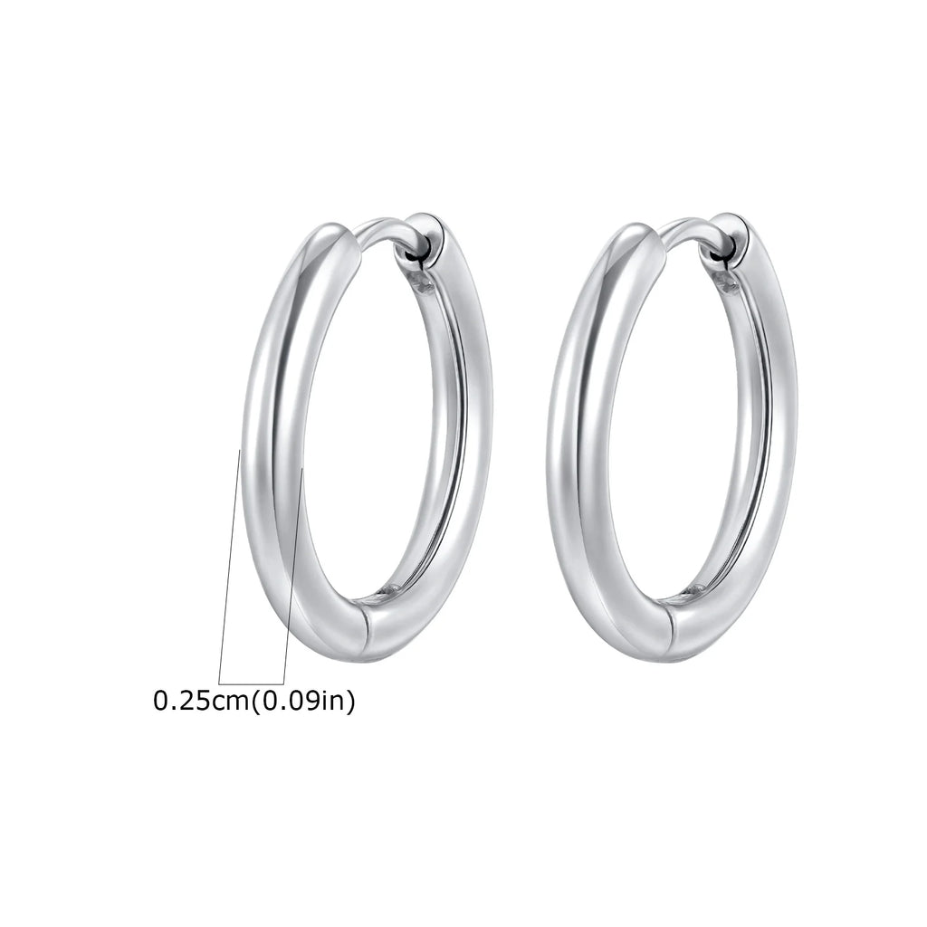 1Pair Round Hoop Earrings for Women Men | Gold Plated Stainless Steel Hypoallergenic Piercing Jewelry