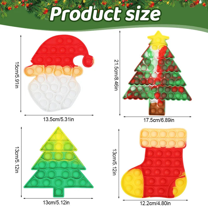 Christmas Pop Fidget Toy Santa Claus Xmas Tree | Silicone Stress Relief Party Gift