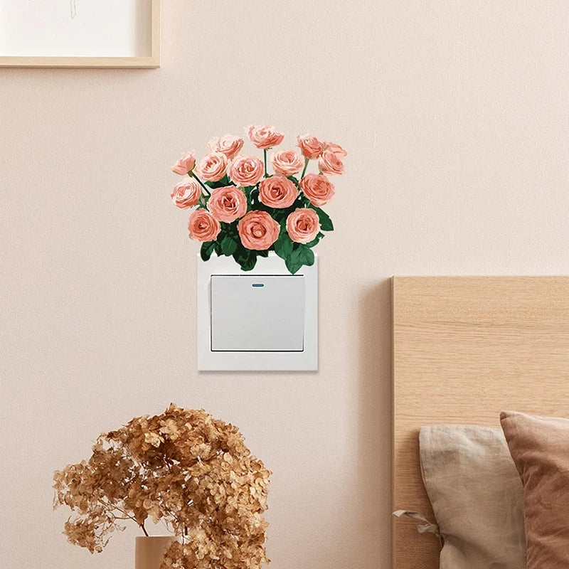 Plant Flower Switch Wall Sticker | Self-Adhesive PVC Wall Decal