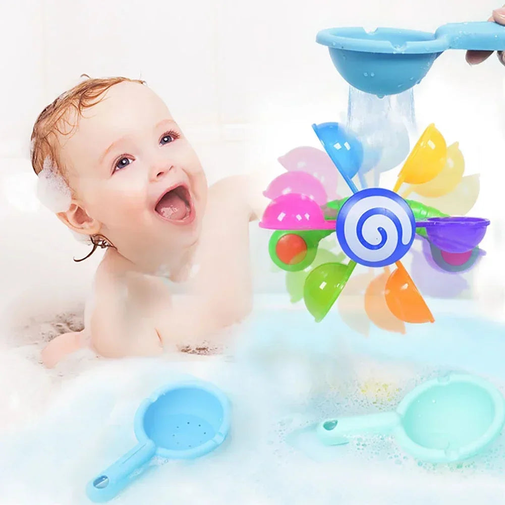 Rainbow Windmill Toddlers Bathing Sucker Water Spray Toy | Colorful Waterwheel Baby Bath Toy Set