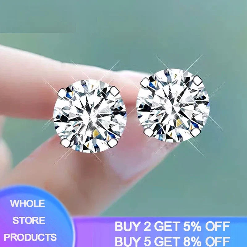 2 Carat 8.0mm D Color Moissanite Stud Earrings | 925 Sterling Silver Sparkling Wedding Jewelry