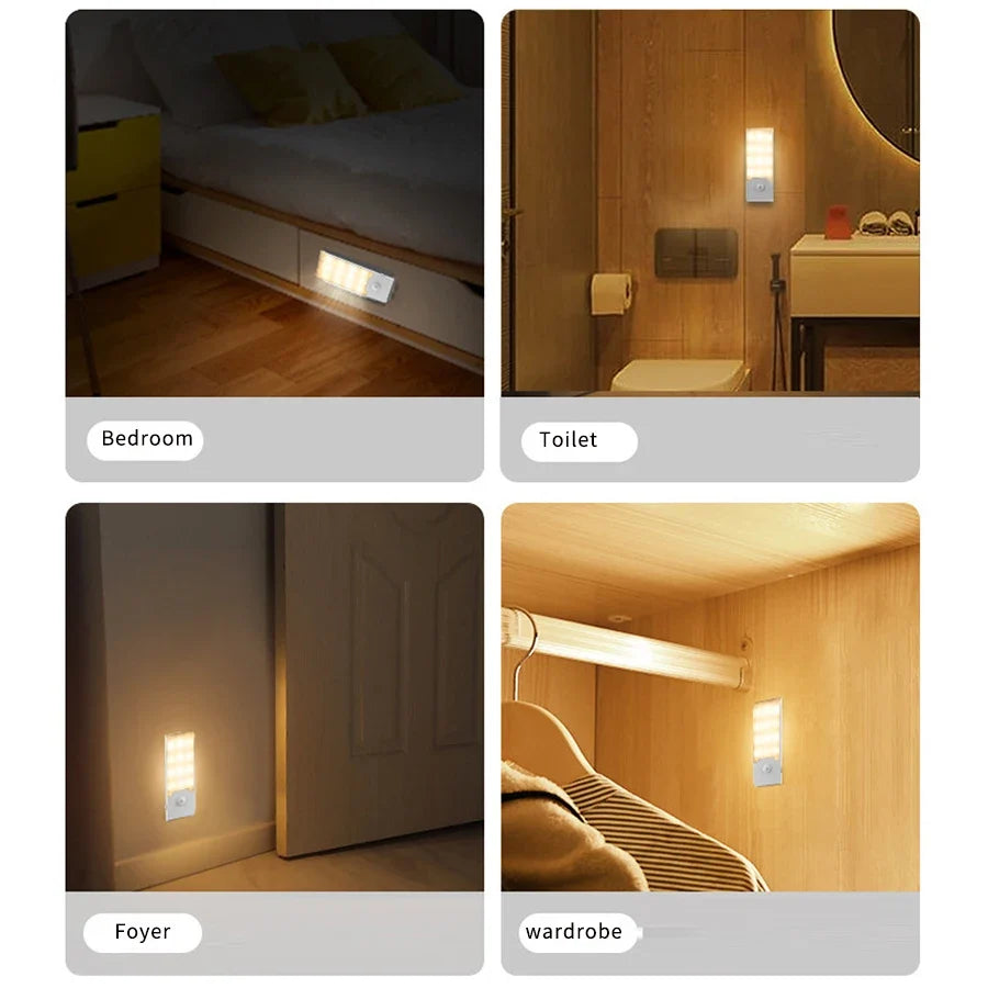 Rechargeable Motion Sensor LED Night Light | Portable Night Lamp for Bedroom Kitchen Cabinet Stairs Hallway