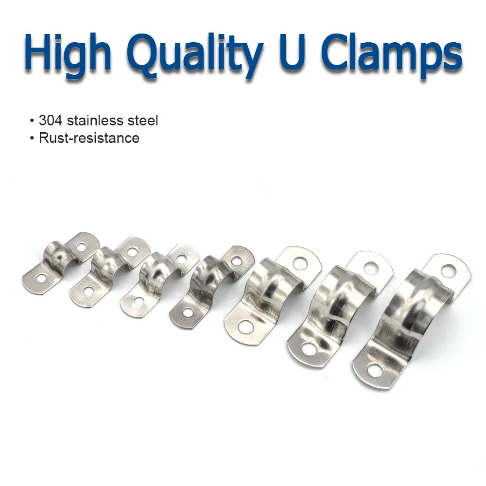 NINDEJIN U Shape Pipe Clamps | 304 Stainless Steel Two Hole Strap Conduit Tube Clip