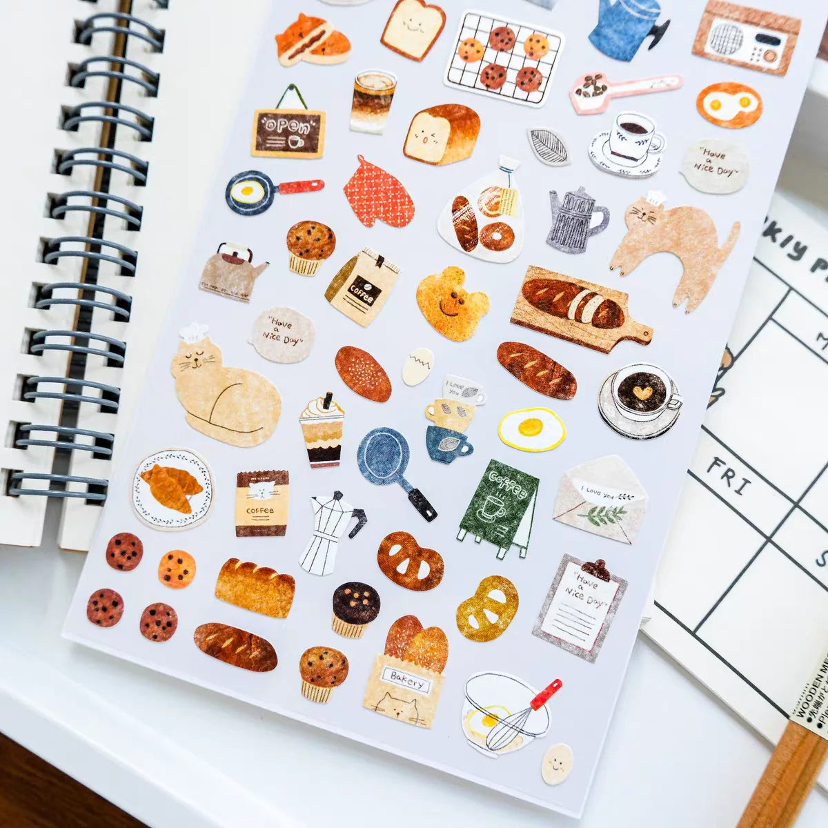 Korean Bonito Nature Life Bread House Coffee Paper Stickers | Cute Scrapbooking and Journaling Stickers