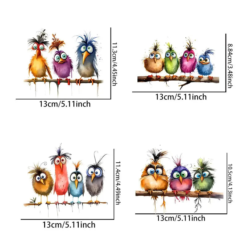 Funny Cartoon Bird Window Stickers | Self-Adhesive PVC Home Decals