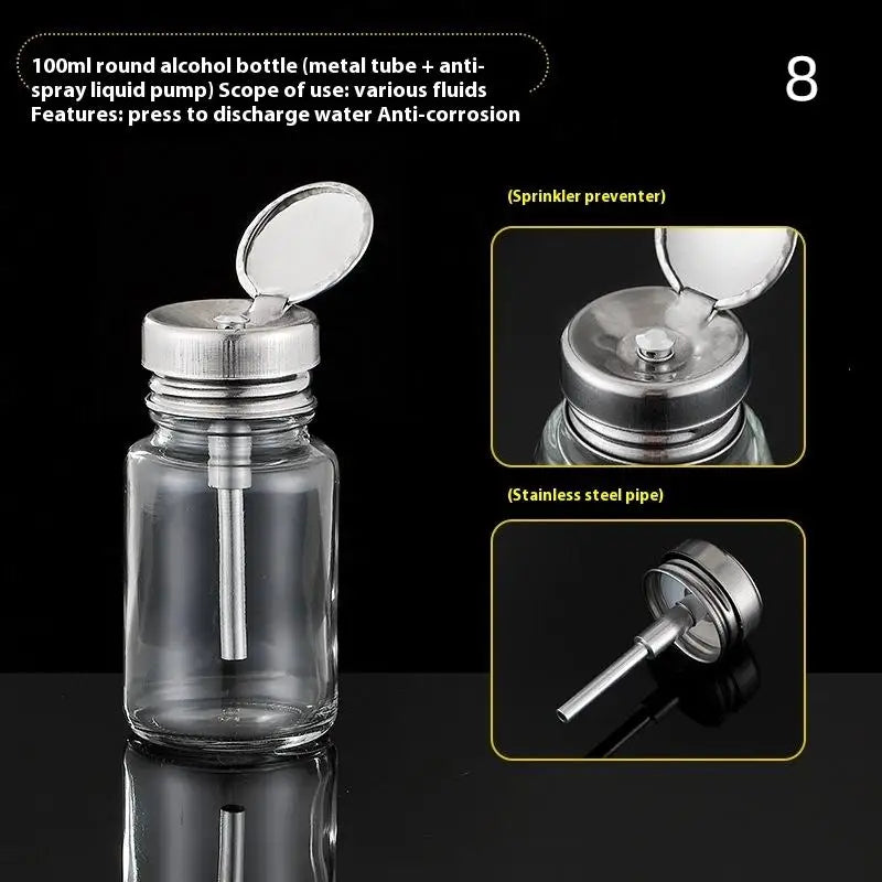 Glass Nail Polish Bottle with Pump | Refillable Dispenser for Remover and Cleaner