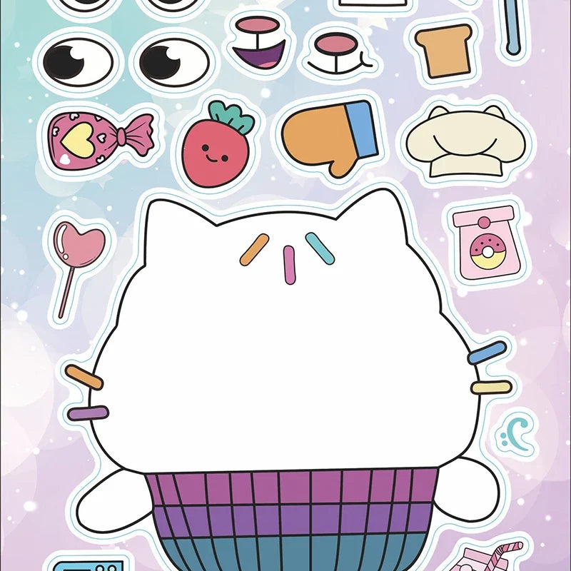 Gabby's Dollhouse Make A Face Puzzle Stickers | 6 Sheets DIY Cartoon Sticker Set