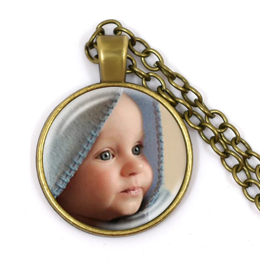 Personalized Photo Necklace | Custom Glass Pendant Gift for Family