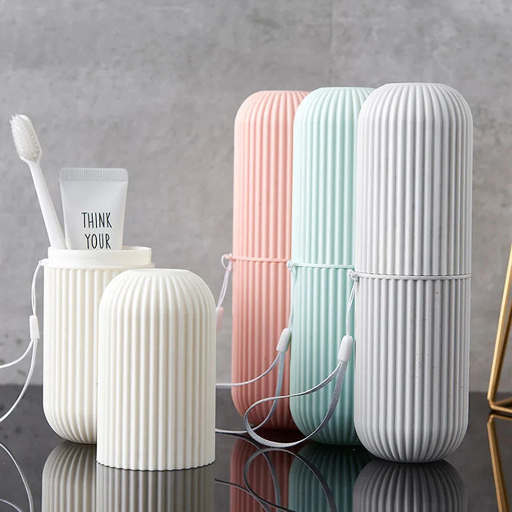 Portable Toothbrush Cup and Toothpaste Holder | Travel Toiletries Storage Case