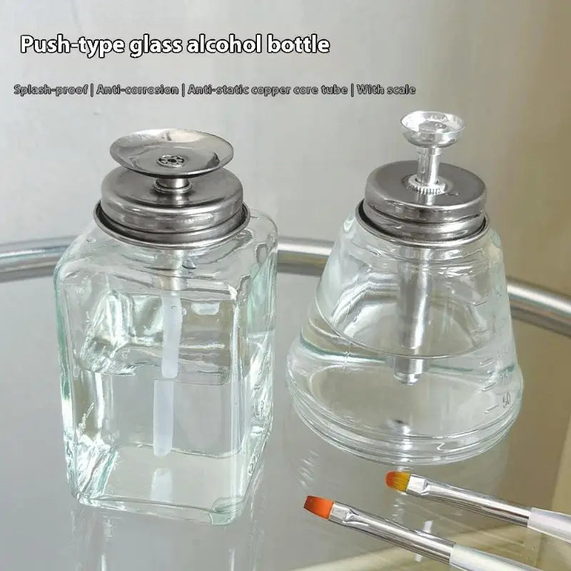 Glass Nail Polish Bottle with Pump | Refillable Dispenser for Remover and Cleaner