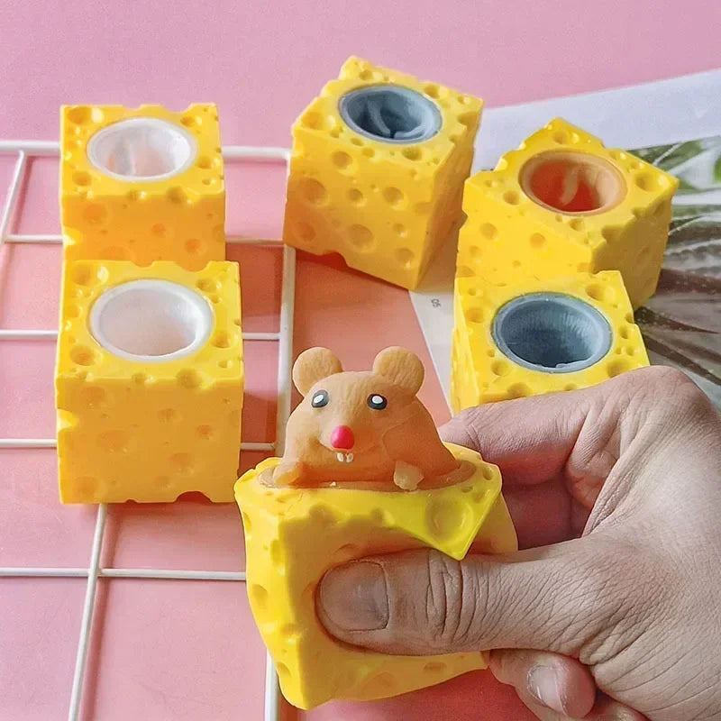 Stress-relieving Pet Cheese Mouse Fidget Toy | Fun Squeeze Stress Ball