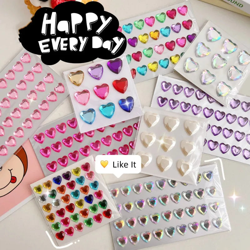 3D Crystal Heart Stickers | Sparkly Craft Decor for Scrapbooks and Journals