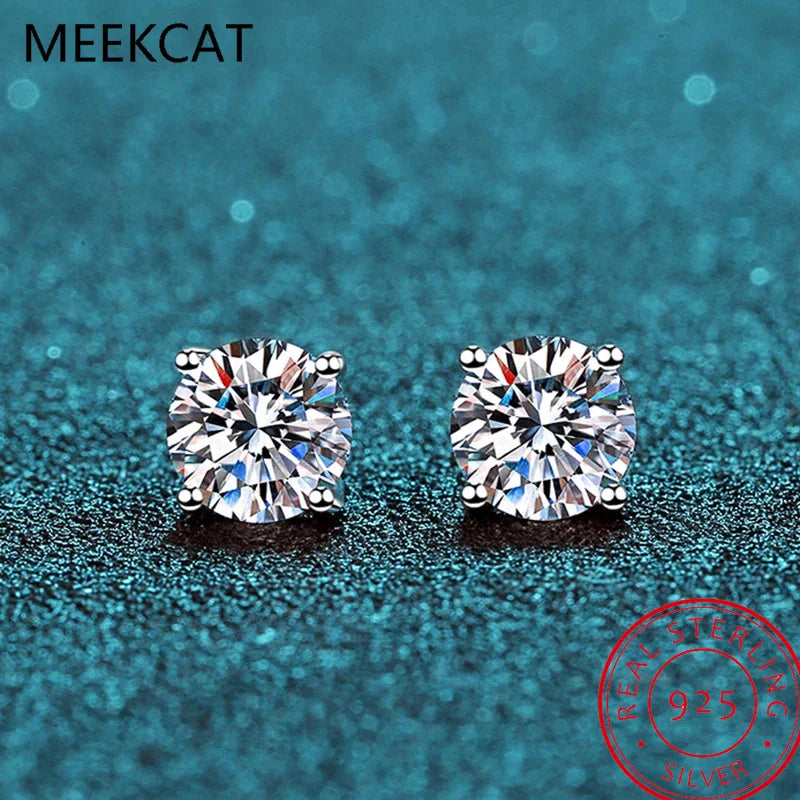 2.0ct Moissanite Stud Earrings for Women | 925 Sterling Silver Lab Grown Diamond Earrings