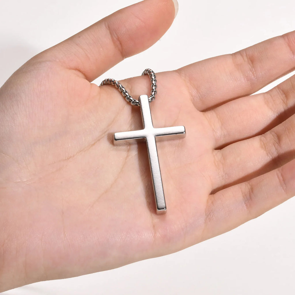 Fashionable Cross Pendant Necklace | Unisex Stainless Steel Box Chain